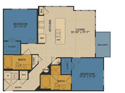 B5 floorplan at Tinsley on the Park apartments