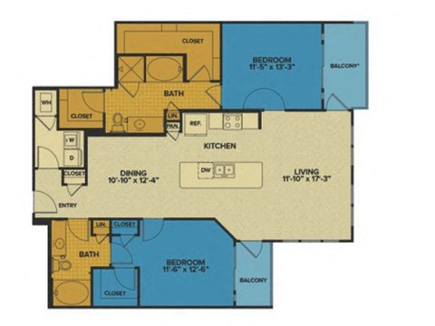 B8 floorplan at Tinsley on the Park apartments
