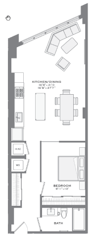 Chambers 1 bedroom floorplan at Tribeca NOMA apartments