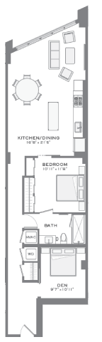 Hudson 1 bedroom floorplan at Tribeca NOMA apartments
