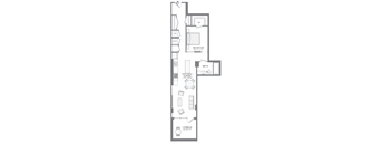 Varick 1 bedroom floorplan at Tribeca NOMA apartments