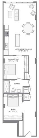 Canal 1 bedroom floorplan at Tribeca NOMA apartments