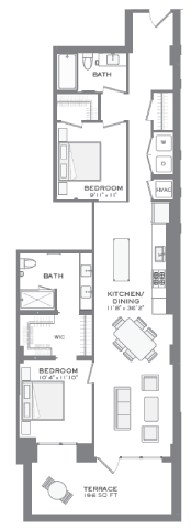 Laight 2 bedroom floorplan at Tribeca NOMA apartments