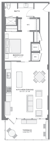 Broadway 1 bedroom floorplan at Tribeca NOMA apartments