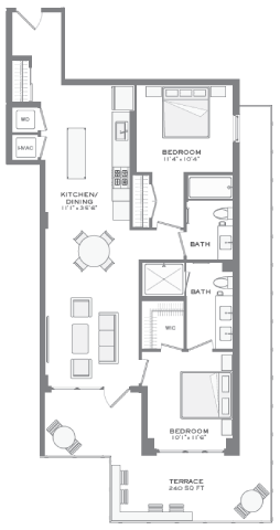Times Square 2 bedroom floorplan at Tribeca NOMA apartments
