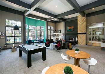 social gaming area with billiards at Retreat Westminster Center apartments