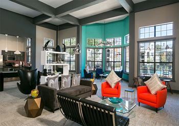 social lounge at Retreat Westminster Center luxury apartments