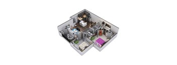 the stylized image of a floor plan of a house