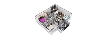 an open floor plan of a house with a bedroom