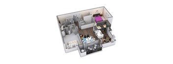 a floor plan of a room with a bed