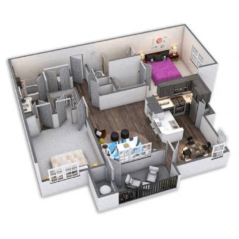 a floor plan of a room with a bed