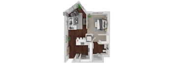 Haigh Ashbury one bedroom floor plan at Venn on Market apartments