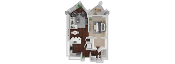 Hayes Valley Plus one bedroom floor plan at Venn on Market apartments