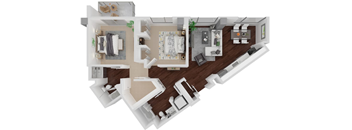 guerrerro two bedroom floor plan at Venn on Market apartments