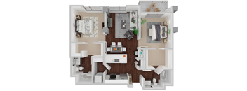 Laguna two bedroom floor plan at Venn on Market apartments