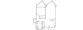 Hayes Valley Alt one bedroom floor plan at Venn on Market apartments
