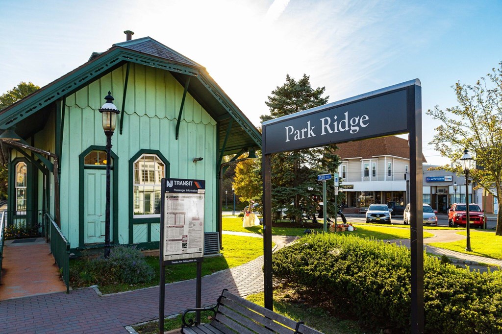 A sign that says Park Ridge is in front of a building.
