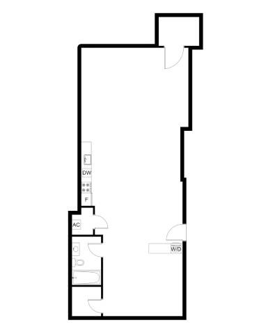 A black and white image of a floor plan with labeled rooms.