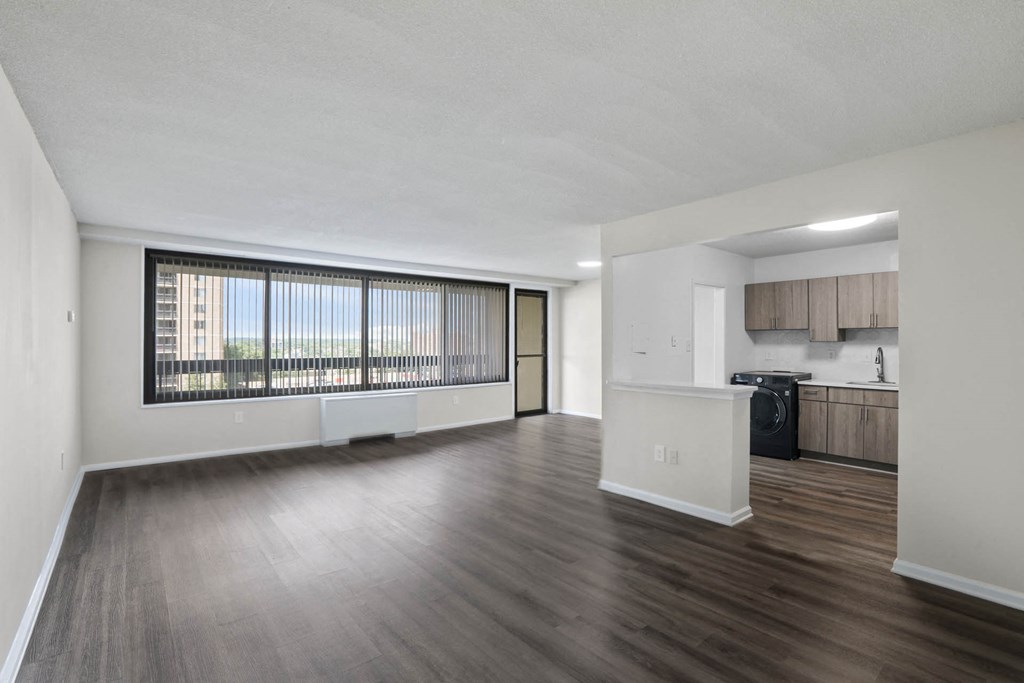 Skyline Towers apartments open-concept living spaces