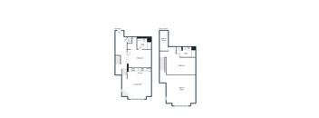 A floor plan of a two-story house with labeled rooms.