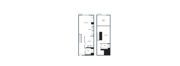 A floor plan of a house with a first floor and a ground floor.