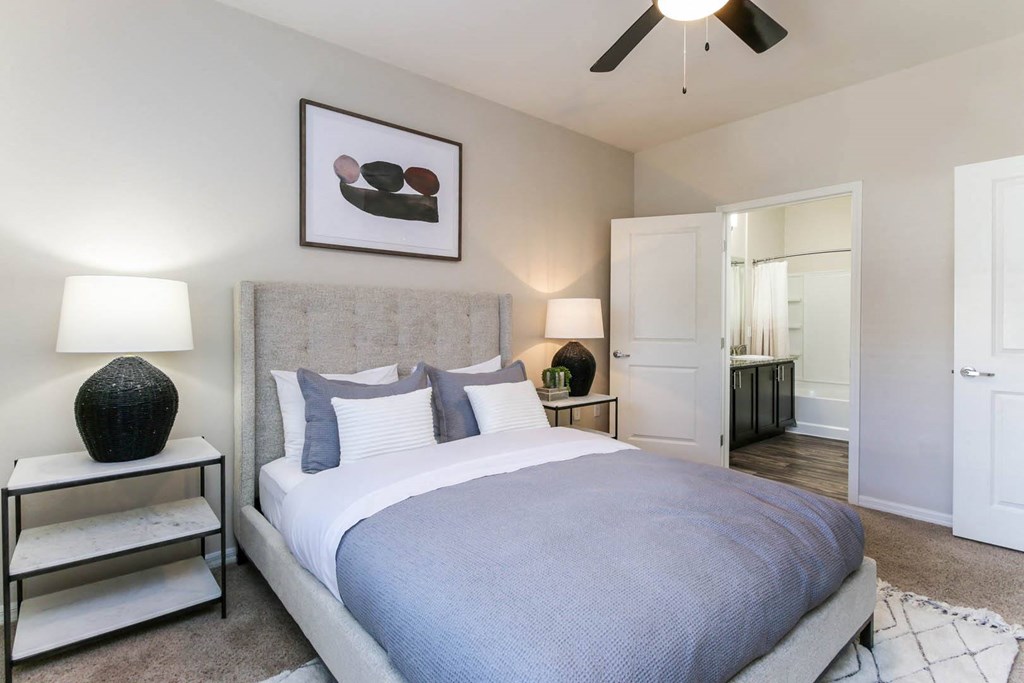 South Blvd apartments spacious bedroom with ceiling fan