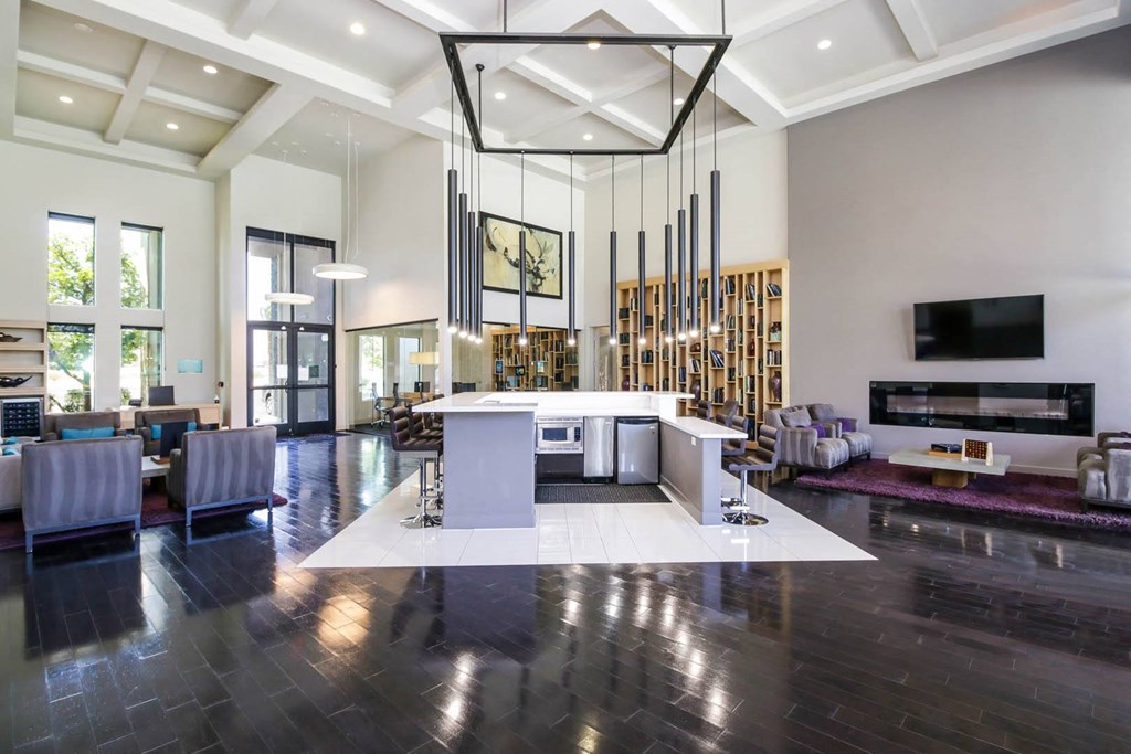 South Blvd apartments clubroom with comfortable seating