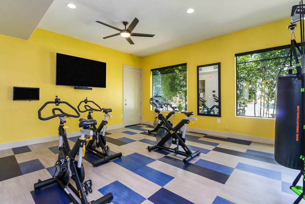 South Blvd apartments onsite fitness center with cardio equipment
