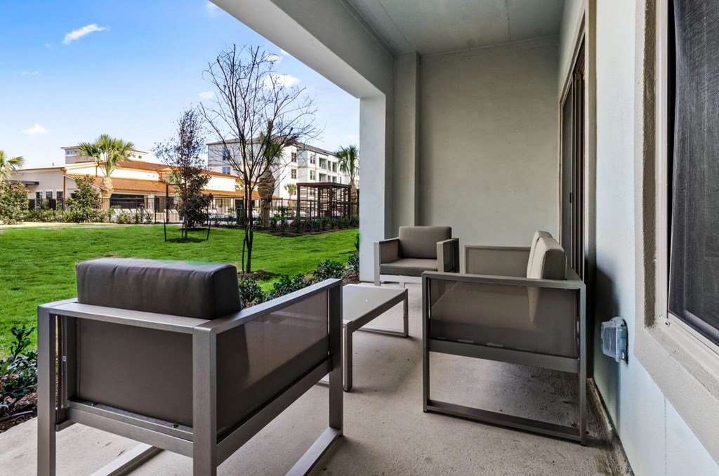 sitting area outside at Reveal at Bayside, Rowlett