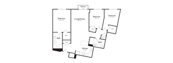 a floor plan of a house with a bedroom and a living room