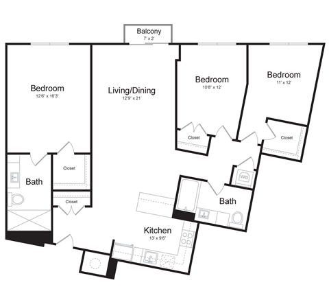 a floor plan of a house with a bedroom and a living room
