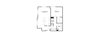 a floor plan of a house with a bedroom and a living room