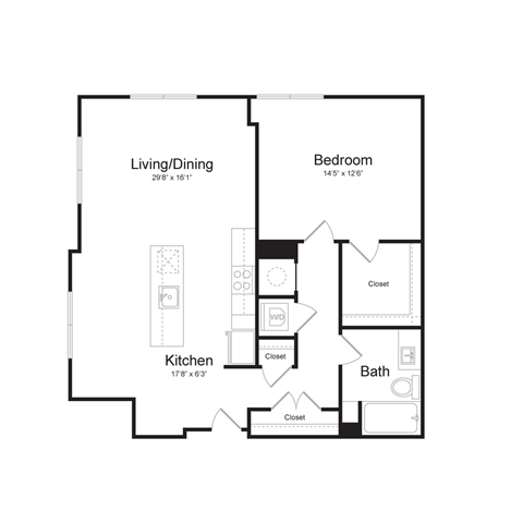 a floor plan of a house with a bedroom and a living room