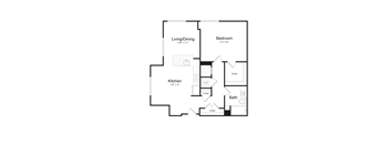 a floor plan of a 1 bedroom floor plan
