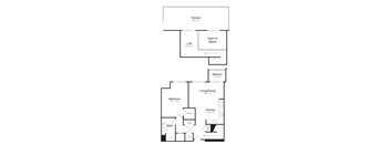 a floor plan of a house with a bedroom and a living room