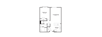 a floor plan of a 1 bedroom floor plan