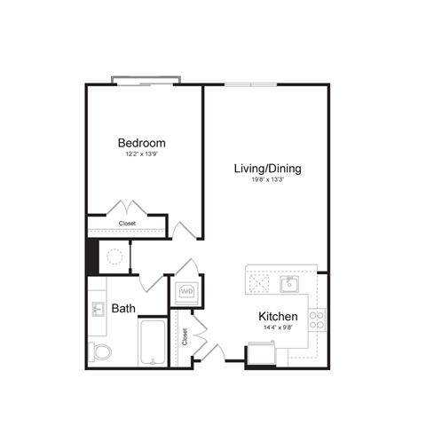 a floor plan of a 1 bedroom floor plan