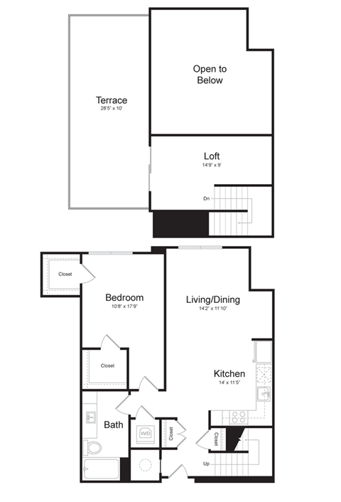 a floor plan of a loft apartment