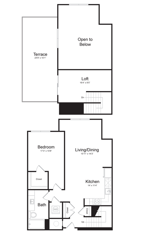 a floor plan of a loft apartment