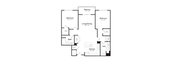 a floor plan of a house with a bedroom and a living room