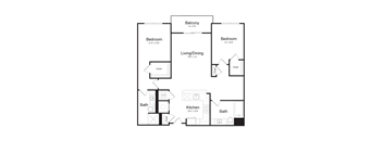 a floor plan of a house with a bedroom and a living room