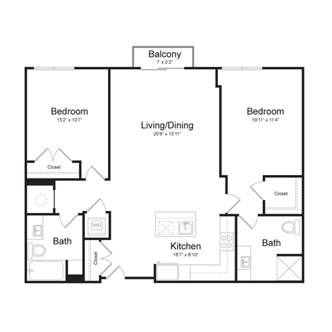 a floor plan of an apartment with a bedroom and a living room