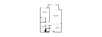 a floor plan of a 1 bedroom floor plan