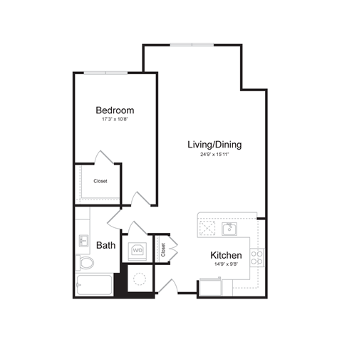 a floor plan of a 1 bedroom floor plan