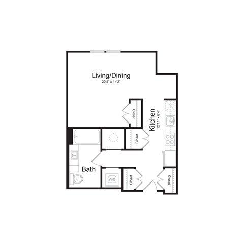 a floor plan of a studio apartment