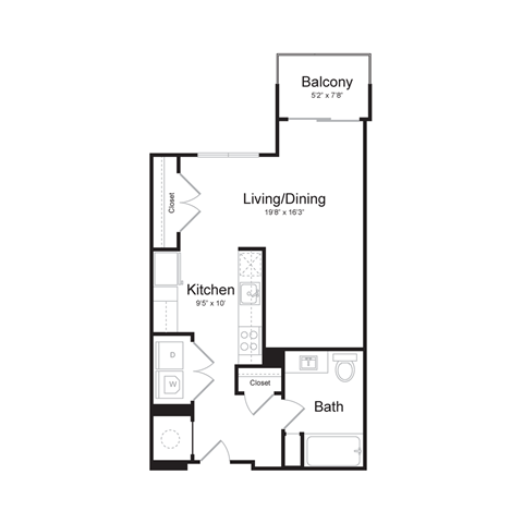 a floor plan of a 1 bedroom floor plan