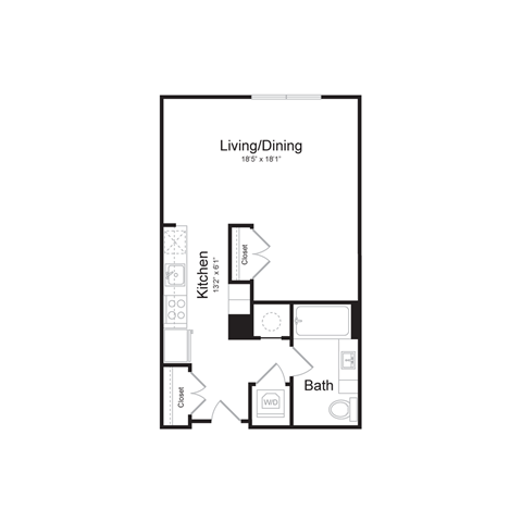 a floor plan of a studio apartment