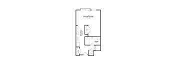 a floor plan of a 1 bedroom floor plan