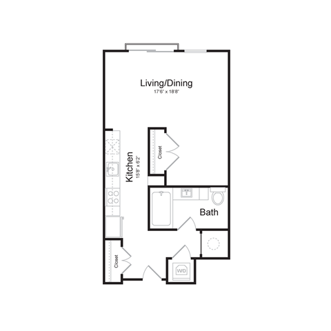 a floor plan of a 1 bedroom floor plan