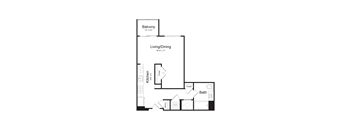 a floor plan of a 1 bedroom floor plan